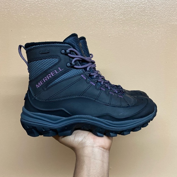 Merrell Thermo Chill Mid Waterproof Boots “Gray Black Purple” - Picture 1 of 17